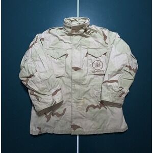 US Navy Seabees M-65 Field Jacket Men's Medium Cold Weather Coat Desert Camo